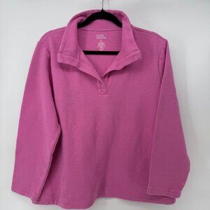 Women's Croft & Barrow Open Collar Pink Cotton Pullover XL